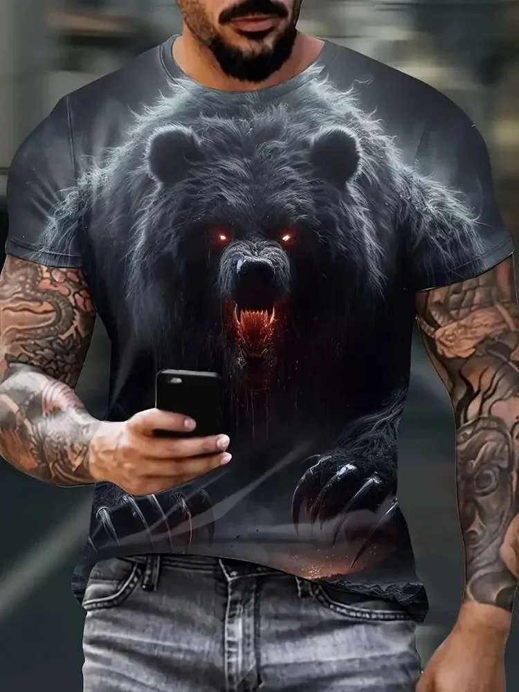 Fierce Bear Pattern 3D Printed Men's T-shirt Summer Breathable Quick Drying Sports Fitness Round Neck Animal T-shirt
Fierce Bear Pattern 3D Printed Men's T-shirt Summer Breathable Quick Drying Sports Fitness Round Neck Animal T-shirt