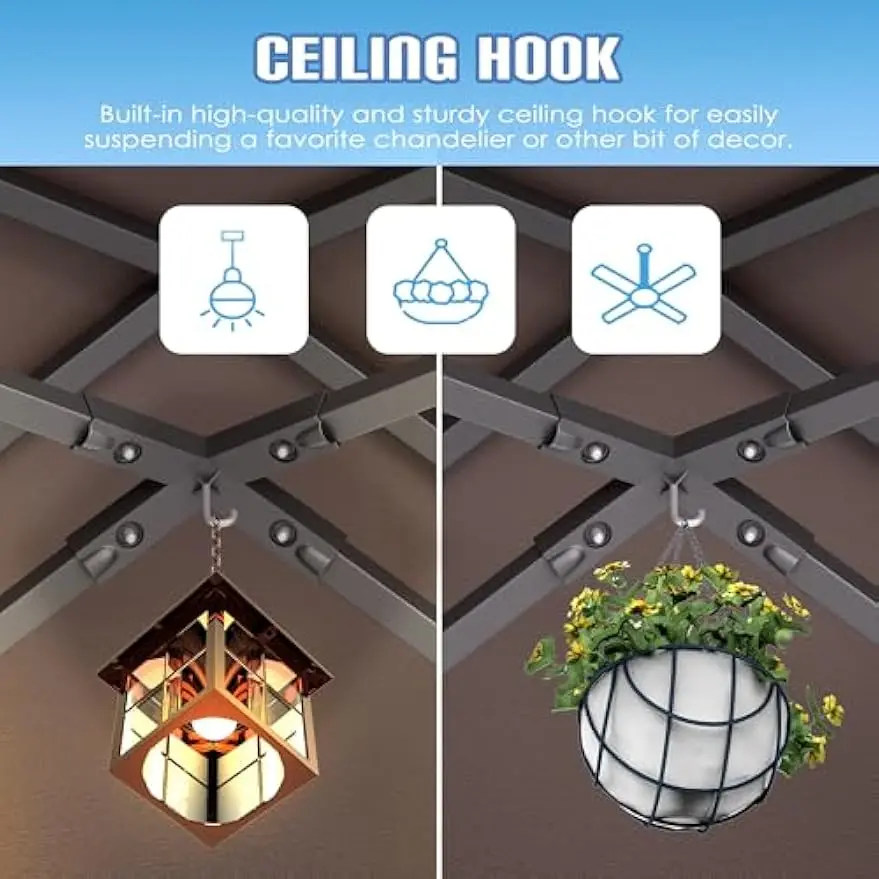 8x8x5 FT BBQ Grill Gazebo Outdoor, Double Tired Patio Canopy Tent with Side Awning Shelves, Barbecue Shelter with 14 Hooks and B
8x8x5 FT BBQ Grill Gazebo Outdoor, Double Tired Patio Canopy Tent with Side Awning Shelves, Barbecue Shelter with 14 Hooks and B