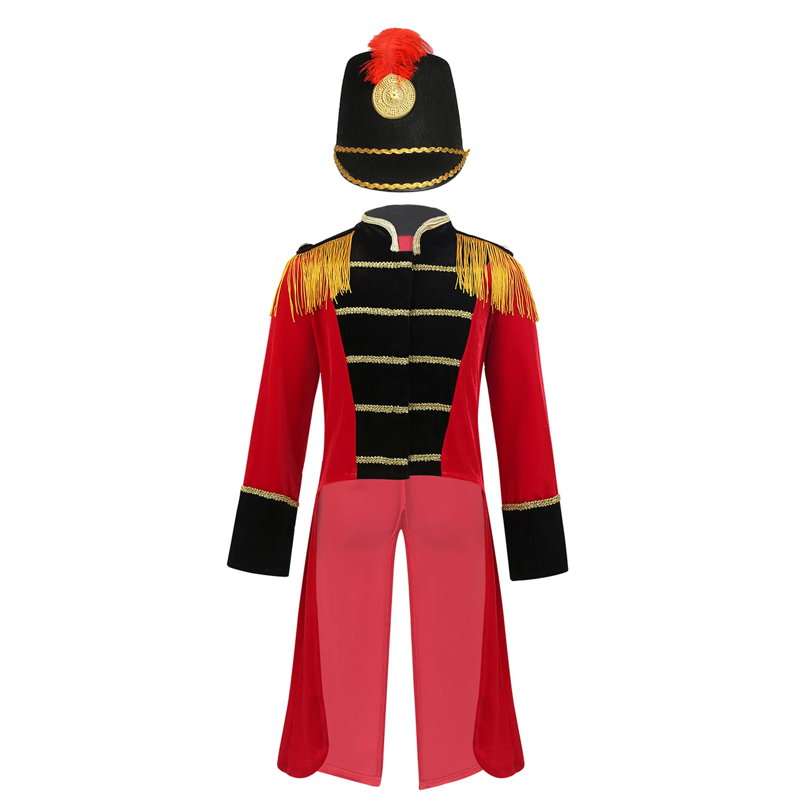#4-16 Kids Circus Drummer Tailcoat Costume Long Sleeves Fringe Epaulet Jacket with Hat Set for Festival Cosplay Performancecoat
#4-16 Kids Circus Drummer Tailcoat Costume Long Sleeves Fringe Epaulet Jacket with Hat Set for Festival Cosplay Performancecoat