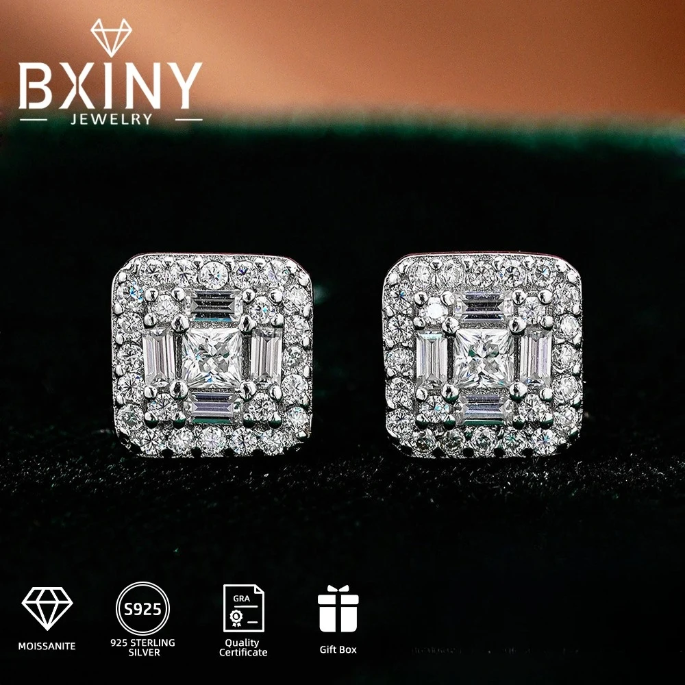 BXINY GRA Certified Full Moissanite Stud Earrings S925 Silver for Women Men Square Diamonds Hiphop Ear Studs Party Gifts Jewelry 
BXINY GRA Certified Full Moissanite Stud Earrings S925 Silver for Women Men Square Diamonds Hiphop Ear Studs Party Gifts Jewelry