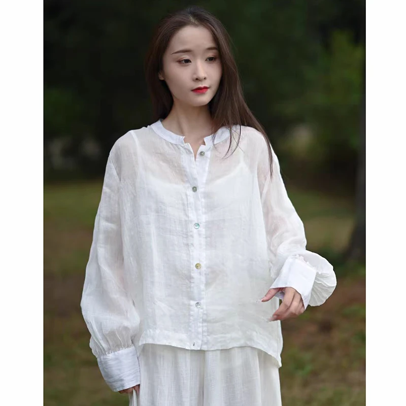 New Spring Summer Arts Style Women Long Sleeve Single Breasted Loose Casual Shirt Good Quality White Ramie Blouse Female Tops
New Spring Summer Arts Style Women Long Sleeve Single Breasted Loose Casual Shirt Good Quality White Ramie Blouse Female Tops