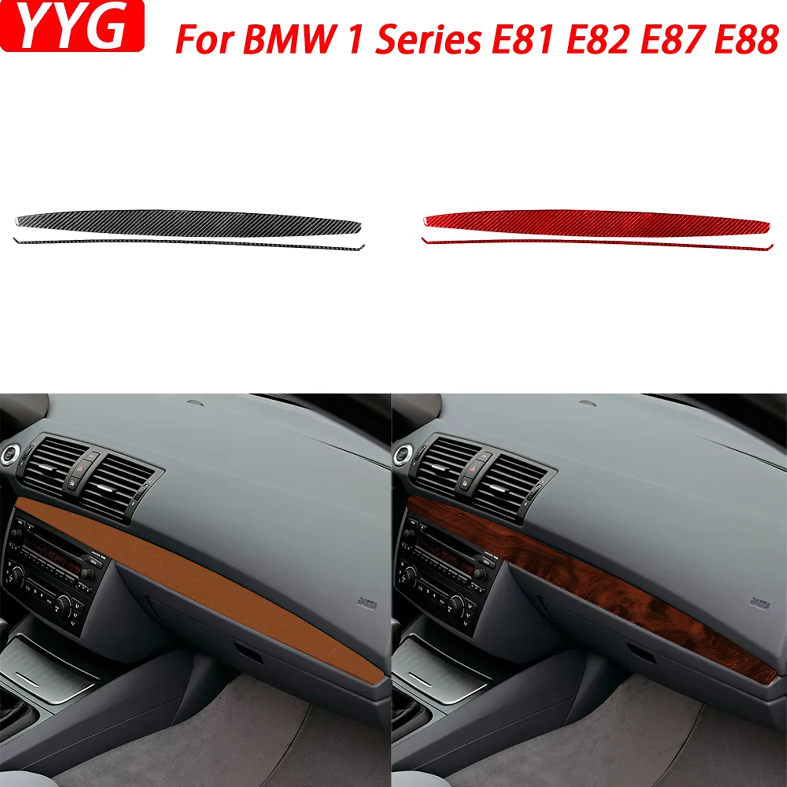 For BMW 1 Series E81 E82 E87 E88 2008-2013 Car Accessories Carbon Fiber CoPilot Dashboard Panel Trim Strip Interior Sticker