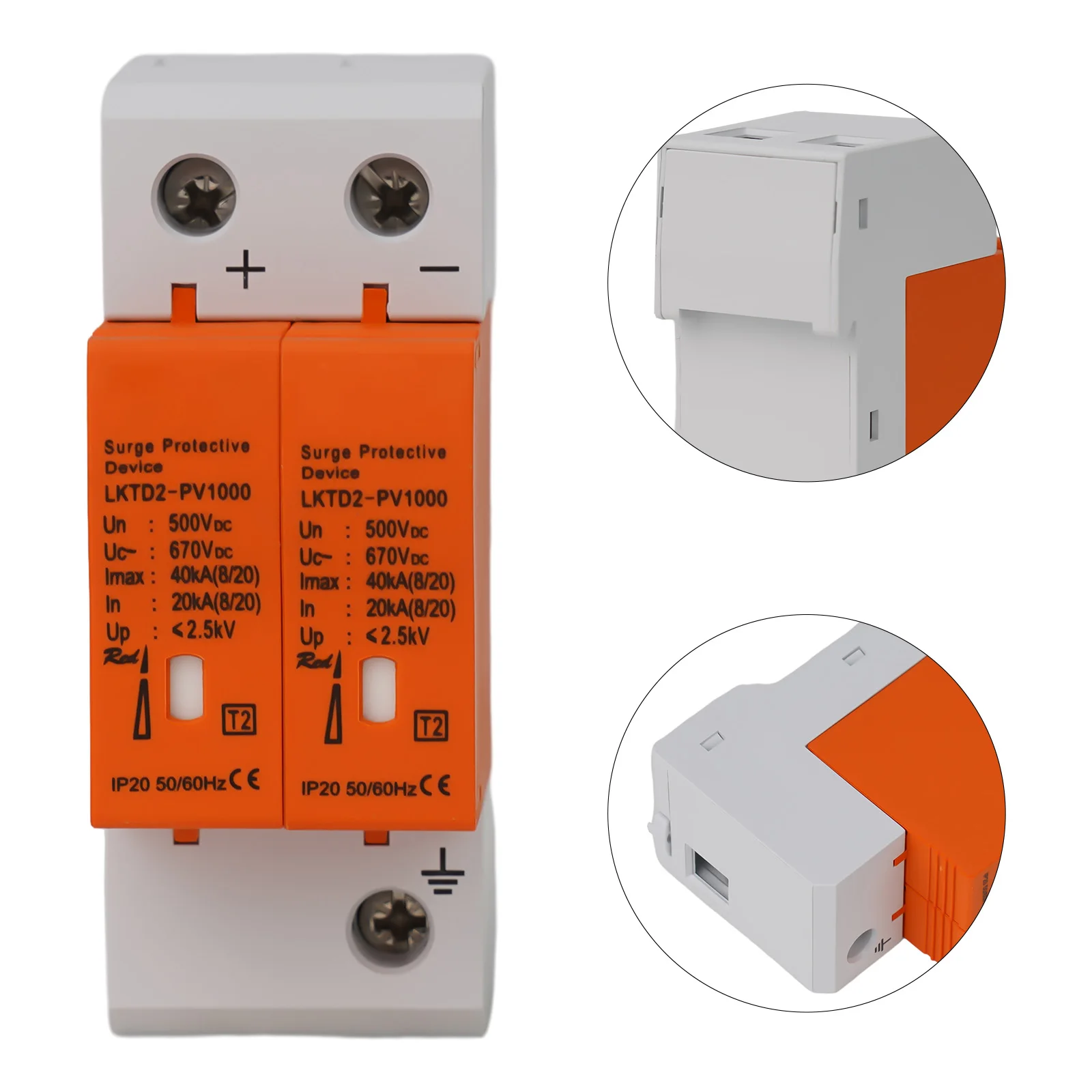 Protection DC Surge Protection High Fire Resistance Rail Mounting Safety Surge Protection 2P DC500V 40KA For PV
Protection DC Surge Protection High Fire Resistance Rail Mounting Safety Surge Protection 2P DC500V 40KA For PV