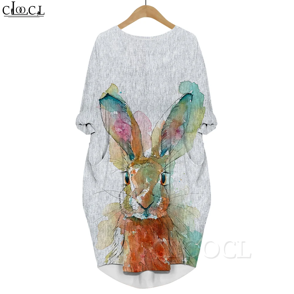 CLOOCL Women Dress Magic Big Cartoon Rabbit 3D Printed Dress Long Sleeve Pocket Dresses Summer Crew Neck Loose Dresses
CLOOCL Women Dress Magic Big Cartoon Rabbit 3D Printed Dress Long Sleeve Pocket Dresses Summer Crew Neck Loose Dresses
