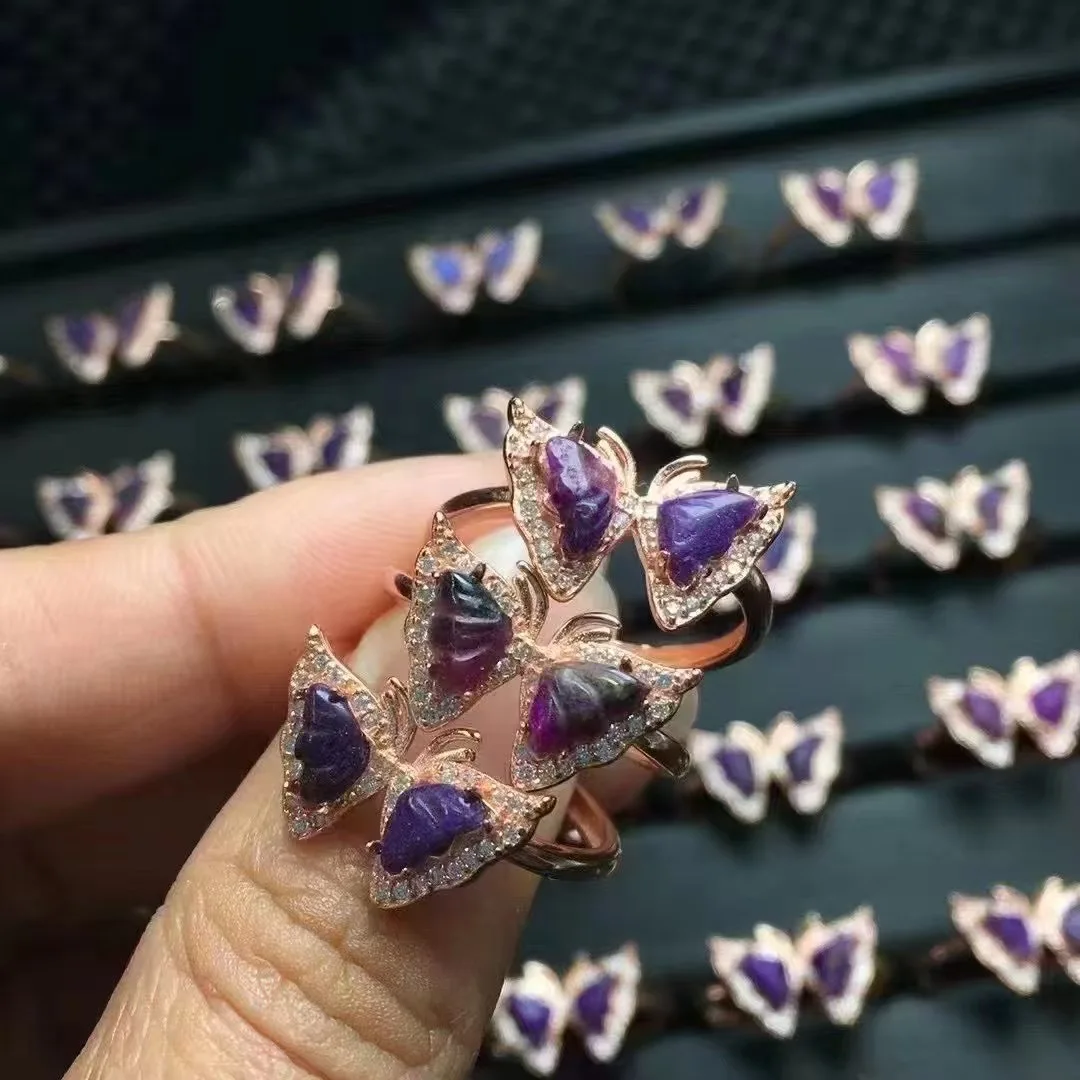 1 Pc Fengbaowu Natural Sugilite Butterfly Ring 925 Sterling Silver Resizable Reiki Healing Stone Jewelry Gift For Women
1 Pc Fengbaowu Natural Sugilite Butterfly Ring 925 Sterling Silver Resizable Reiki Healing Stone Jewelry Gift For Women