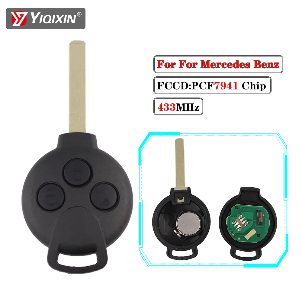 YIQIXIN 3 Button Remote Car Key For Mercedes Benz Smart Fortwo 451 City Roadster Cabrio Coupe 2007-2013 433MHz ID46 Chip PCF7941
YIQIXIN 3 Button Remote Car Key For Mercedes Benz Smart Fortwo 451 City Roadster Cabrio Coupe 2007-2013 433MHz ID46 Chip PCF7941