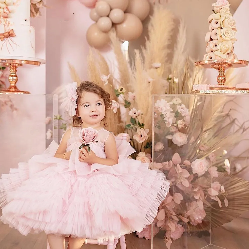 Light Pink Tulle Layered Sleeveless Knee Length Flower Girl Dress For Wedding Child's First Eucharistic Birthday Party Dresses
Light Pink Tulle Layered Sleeveless Knee Length Flower Girl Dress For Wedding Child's First Eucharistic Birthday Party Dresses