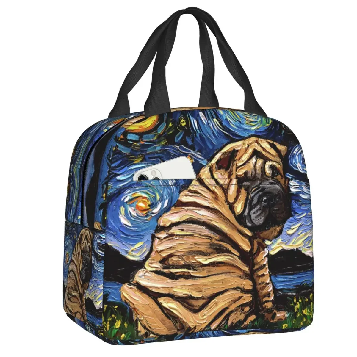 Starry Night Sharpei Lunch Bag for School Shar Pei Dog Leakproof Picnic Thermal Cooler Insulated Lunch Box Women Kids Tote Bags
Starry Night Sharpei Lunch Bag for School Shar Pei Dog Leakproof Picnic Thermal Cooler Insulated Lunch Box Women Kids Tote Bags