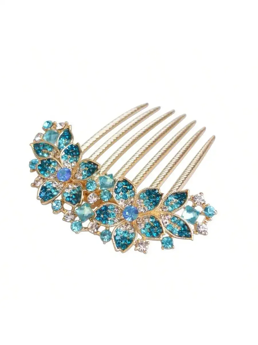 Elegant Blue Rhinestone Flower Hair Comb For Women Wedding Party Accessory
Elegant Blue Rhinestone Flower Hair Comb For Women Wedding Party Accessory