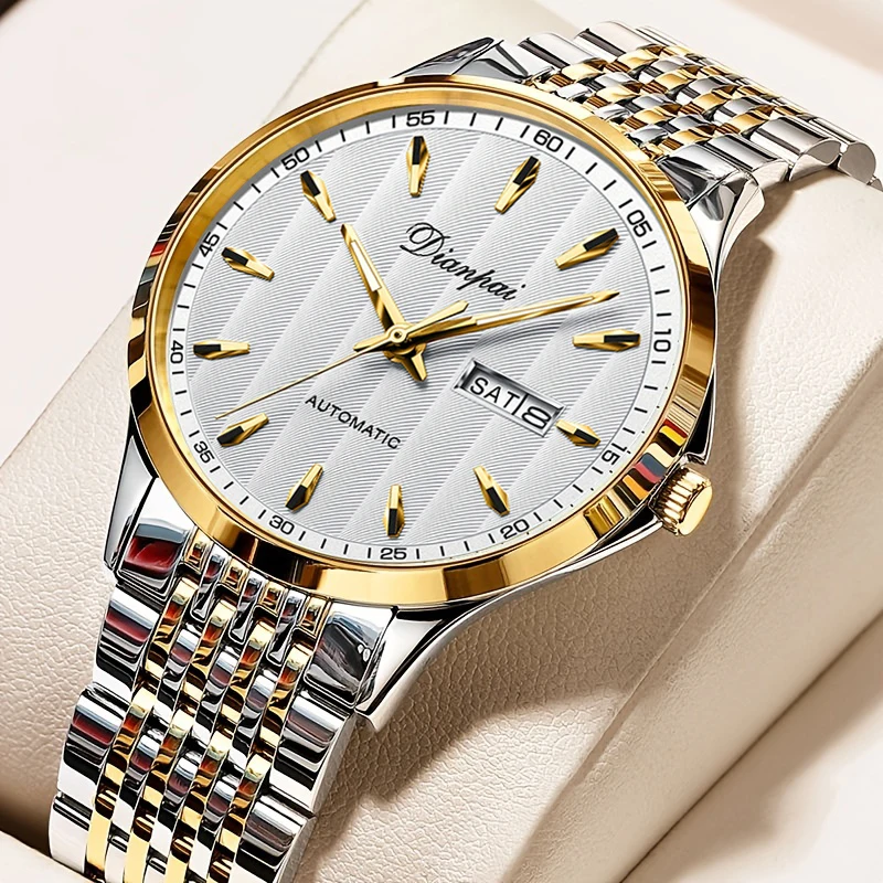 Dianpai мужские полностью автоматические механические часы с двойным календарем мужские часы ночник универсальные модные мужские часы из нержавеющей стали Gif
Dianpai мужские полностью автоматические механические часы с двойным календарем мужские часы ночник универсальные модные мужские часы из нержавеющей стали Gif