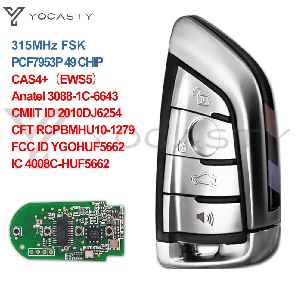 YOCASTY 4 Button with Uncut Insert Smart Card YGOHUF56 Keyless Entry CAS4 FEM System Remote Car Key For BMW F 5 7 Series
YOCASTY 4 Button with Uncut Insert Smart Card YGOHUF56 Keyless Entry CAS4 FEM System Remote Car Key For BMW F 5 7 Series