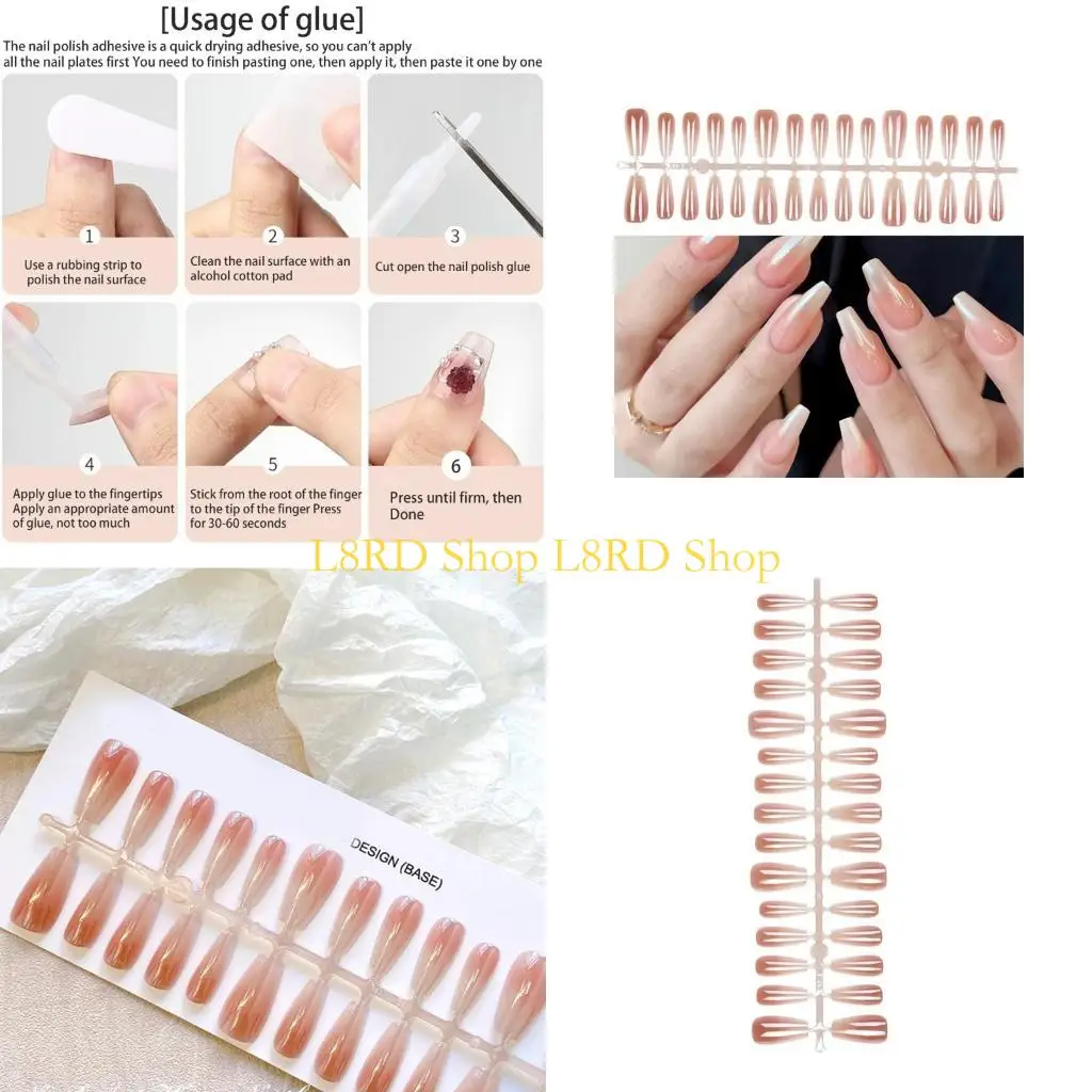 L8RD Длинные накладные ногти в виде гроба с градиентным прессом на ногтях с полным покрытием Французский наконечник для женщин
L8RD Длинные накладные ногти в виде гроба с градиентным прессом на ногтях с полным покрытием Французский наконечник для женщин