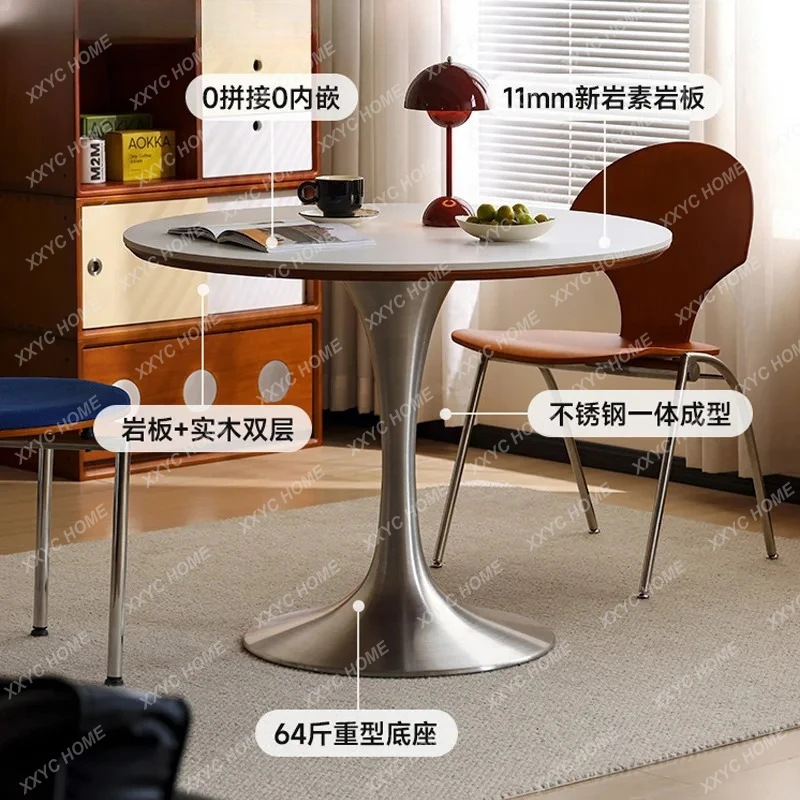 LX retro home solid wood slate dining table, small apartment tulip light luxury round table
LX retro home solid wood slate dining table, small apartment tulip light luxury round table