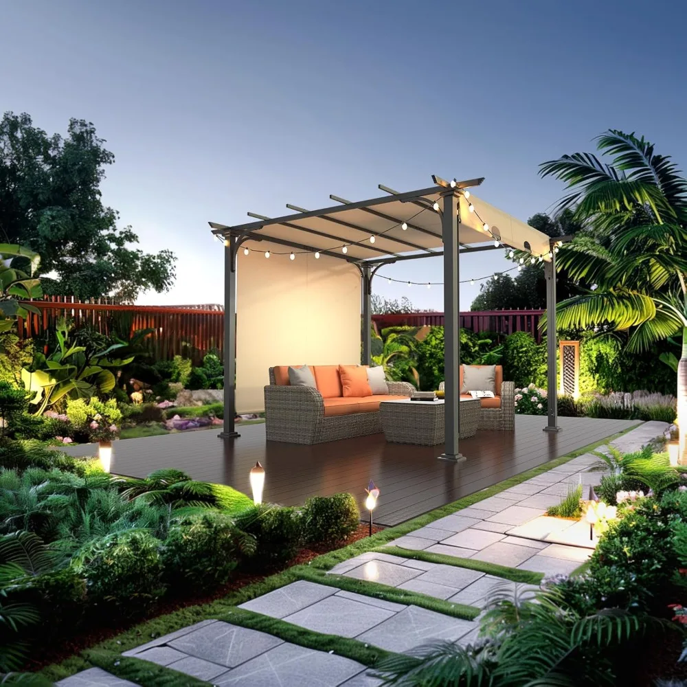 10’x 10' Outdoor Pergola Aluminum Retractable Pergola Canopy with Adjustable Roof, Patio Pergola for Deck, Porch, Garden
10’x 10' Outdoor Pergola Aluminum Retractable Pergola Canopy with Adjustable Roof, Patio Pergola for Deck, Porch, Garden