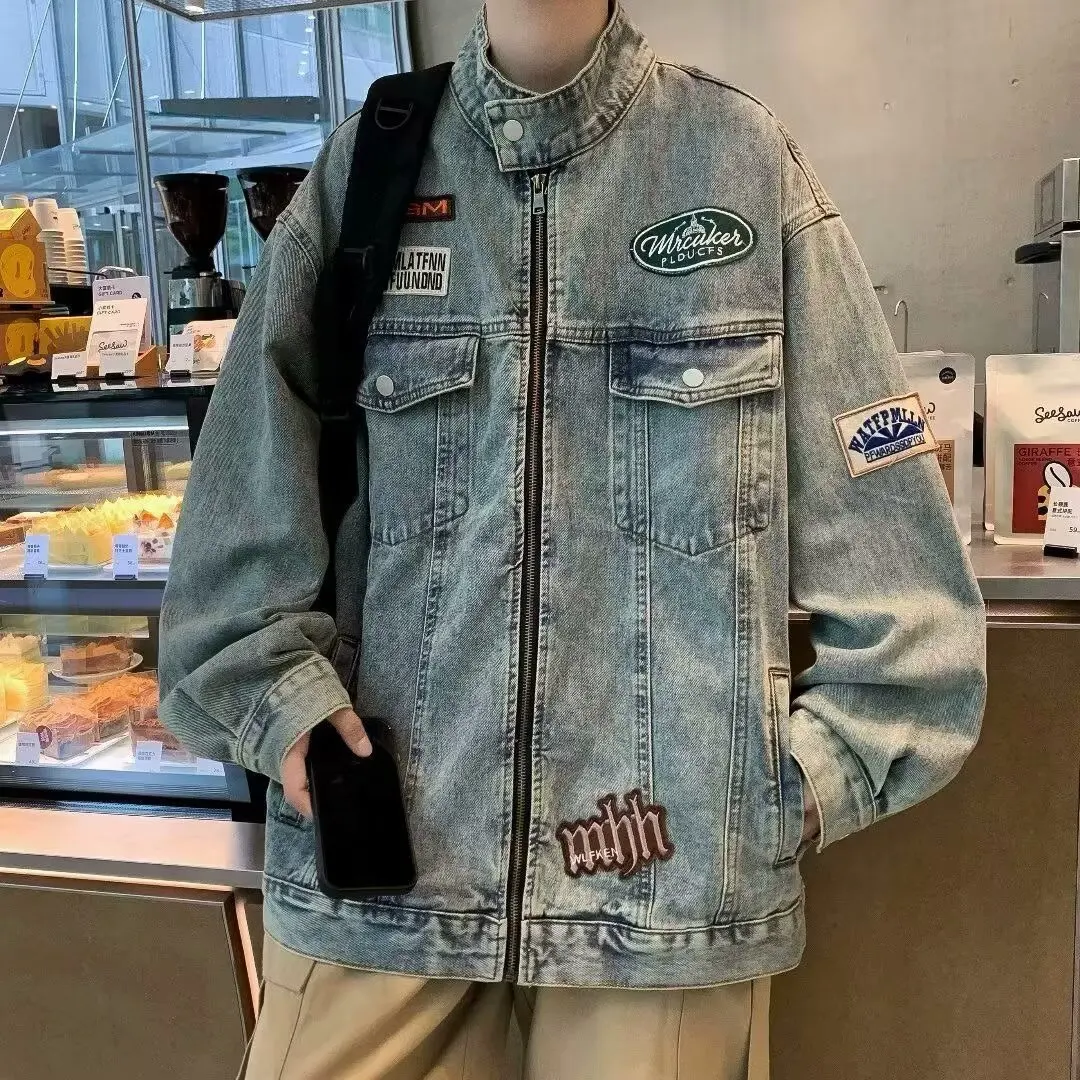 Autumn Men Solid Denim Jackets Fashion Motorcycle Vintage Jeans Jackets Hommes Slim Fit Cotton Casual Coats
Autumn Men Solid Denim Jackets Fashion Motorcycle Vintage Jeans Jackets Hommes Slim Fit Cotton Casual Coats