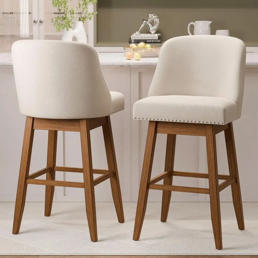 Counter Height Swivel Barstools, 30 Seat Height Upholstered Bar Stools Set of 2, Solid Wood Legs with Footrest, Modern Padded B
Counter Height Swivel Barstools, 30 Seat Height Upholstered Bar Stools Set of 2, Solid Wood Legs with Footrest, Modern Padded B