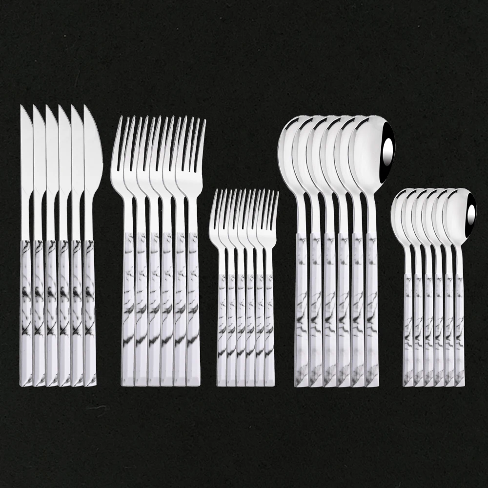 30Pcs/Set Marble Wooden Handle Dinnerware Cutlery Set Stainless Steel Tableware Knife Fork Spoon Silverware Kitchen Flatware Set
30Pcs/Set Marble Wooden Handle Dinnerware Cutlery Set Stainless Steel Tableware Knife Fork Spoon Silverware Kitchen Flatware Set