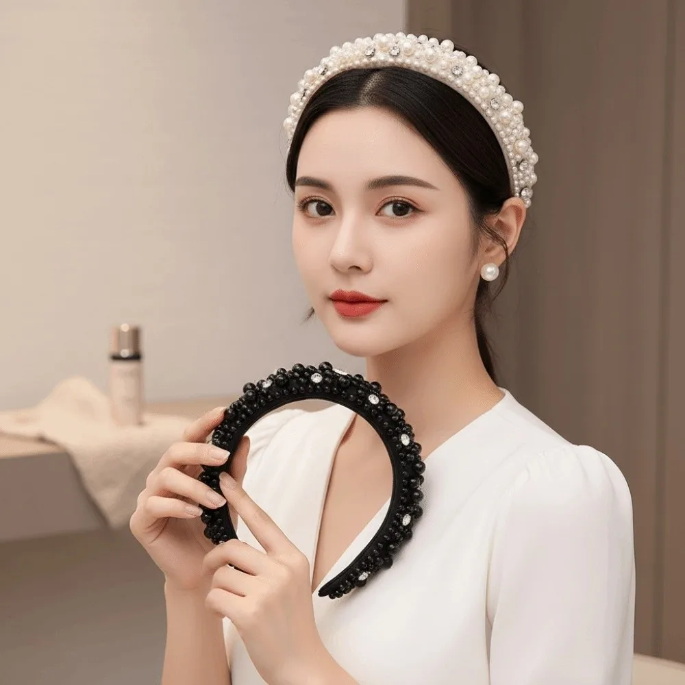 High Top Structure Full Pearls Hair Hoop Elastic Plastic Base Luxury Style Rhinestone Wide Headpiece Spongy Volume
High Top Structure Full Pearls Hair Hoop Elastic Plastic Base Luxury Style Rhinestone Wide Headpiece Spongy Volume