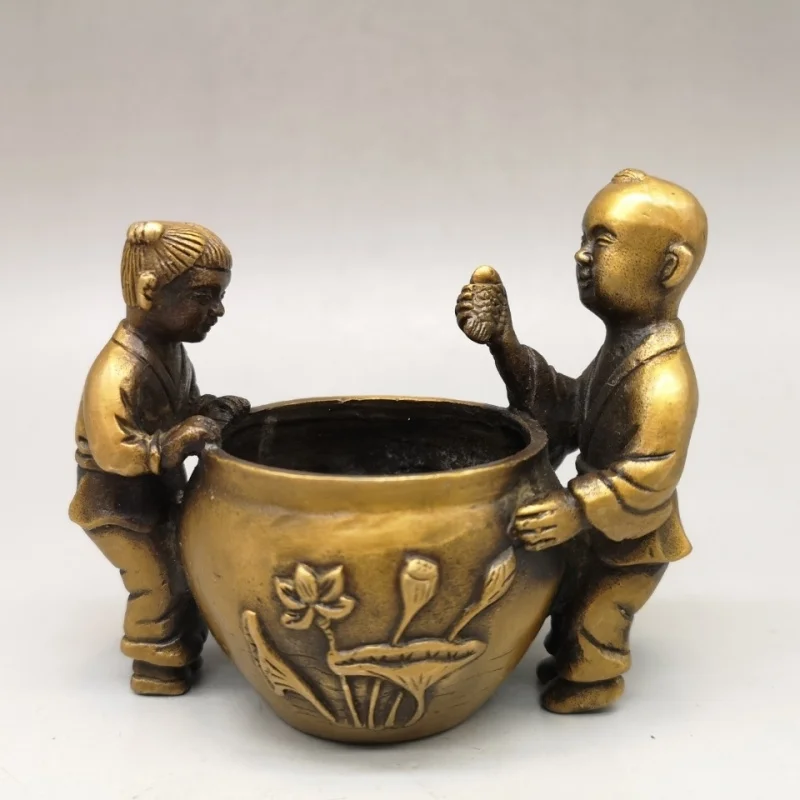 Antique Style Pure Copper Golden Boy and Girl Figurine Creative Brass Ashtray Pen Wash Copper Wealth Accumulation Jar Antique an
Antique Style Pure Copper Golden Boy and Girl Figurine Creative Brass Ashtray Pen Wash Copper Wealth Accumulation Jar Antique an