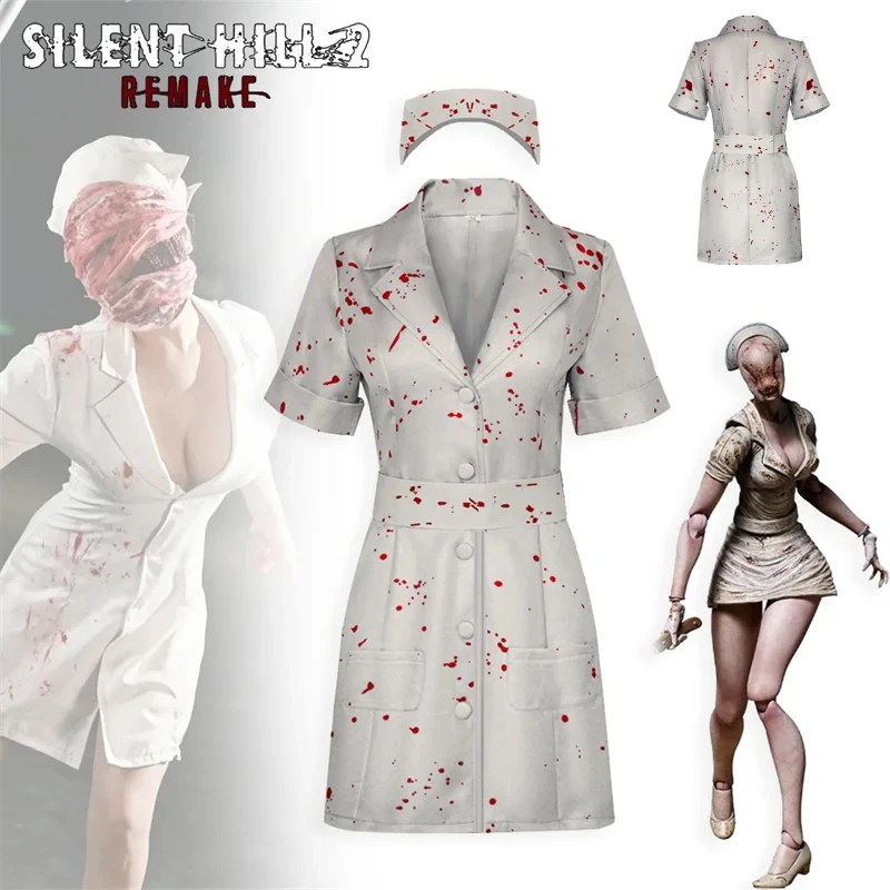 New Game Silent Hill 2 Adult Women Nurse Cosplay Costume Dress Skirt Hat Horror Uniform Suit Halloween Party Outfits
New Game Silent Hill 2 Adult Women Nurse Cosplay Costume Dress Skirt Hat Horror Uniform Suit Halloween Party Outfits