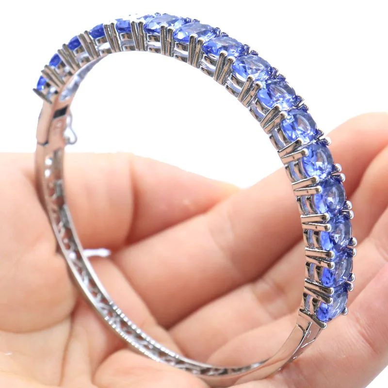 75x8mm Classic 15.6g London Blue Topaz Iolite Pink Kunzite Rich Blue Aquamarine Silver Bangle Bracelet 8.5inch
75x8mm Classic 15.6g London Blue Topaz Iolite Pink Kunzite Rich Blue Aquamarine Silver Bangle Bracelet 8.5inch