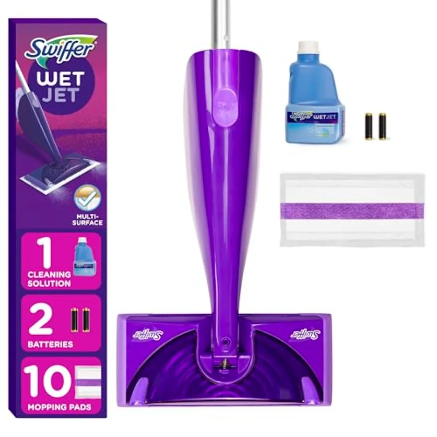 Swiffer WetJet Hardwood and Floor Spray Mop Cleaner Starter Kit, Includes: 1 Power Mop, 10 Pads, Cleaning Solution, Batteries
Swiffer WetJet Hardwood and Floor Spray Mop Cleaner Starter Kit, Includes: 1 Power Mop, 10 Pads, Cleaning Solution, Batteries