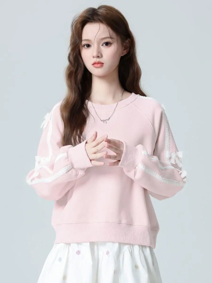 Осенний модный свободный свитшот с кружевными вставками, повседневный, универсальный, больших размеров, для девушек, антивозрастной, в корейском стиле, топ Ins Sweet Sle
Осенний модный свободный свитшот с кружевными вставками, повседневный, универсальный, больших размеров, для девушек, антивозрастной, в корейском стиле, топ Ins Sweet Sle