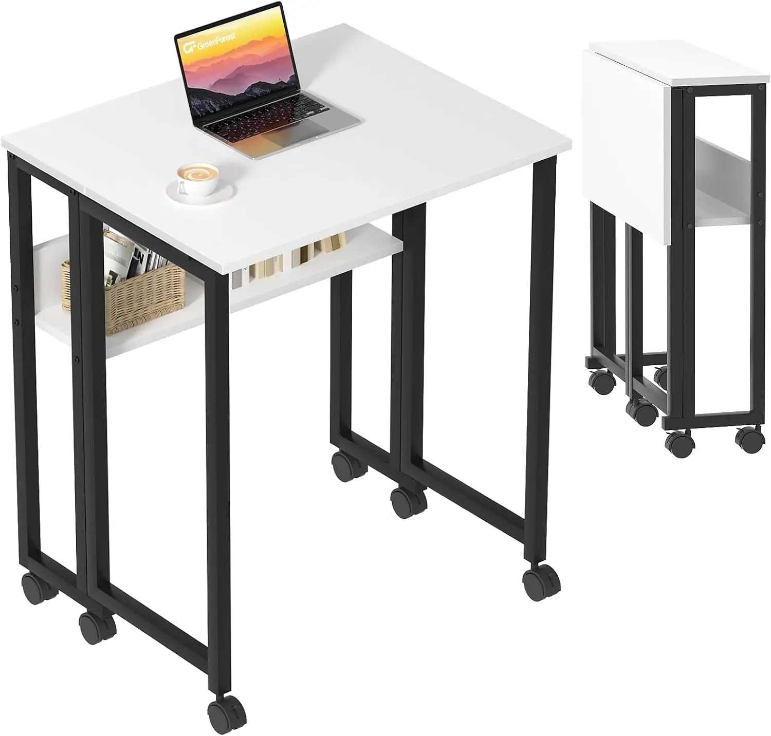 Folding Desk Small Rolling Desk with Storage Shelf, 24.8 inch Foldable Computer Desk with Wheels for Small Space, Easy A
Folding Desk Small Rolling Desk with Storage Shelf, 24.8 inch Foldable Computer Desk with Wheels for Small Space, Easy A