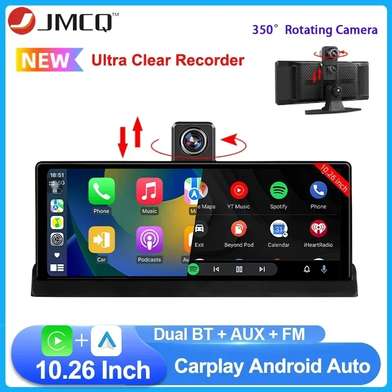 JMCQ 10.26 Inch 4K Dash Camera Wireless Carplay & Android Auto 350°Rotating Front Camera Car DVR GPS Navigation Video Recorder
JMCQ 10.26 Inch 4K Dash Camera Wireless Carplay & Android Auto 350°Rotating Front Camera Car DVR GPS Navigation Video Recorder