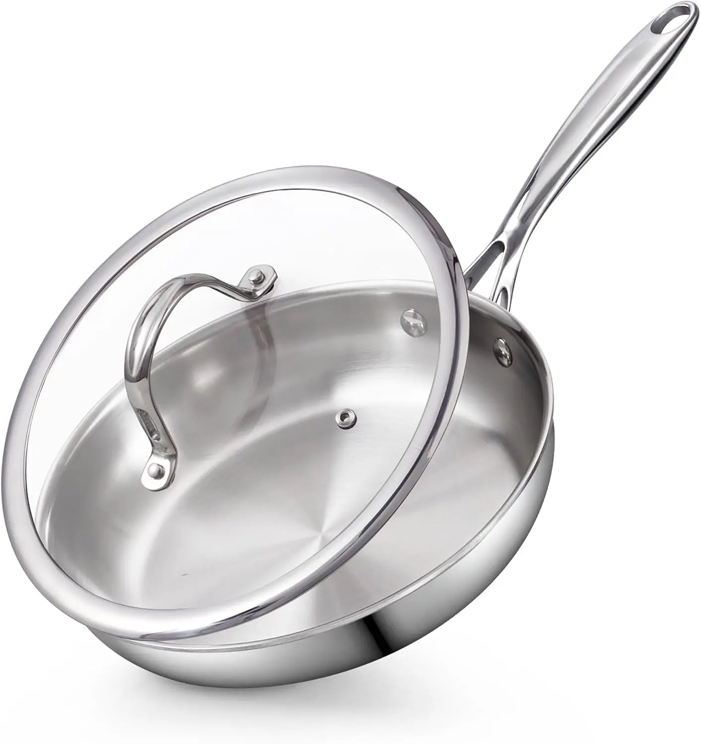 8 Inch Stainless Steel Frying Pan with Glass Lid, Multi-Ply Clad, Induction Compatible, Oven Safe, Dishwasher Safe
8 Inch Stainless Steel Frying Pan with Glass Lid, Multi-Ply Clad, Induction Compatible, Oven Safe, Dishwasher Safe