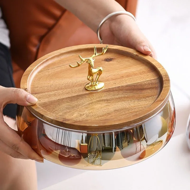 Golden Deer Wood Lid Fruit Plate Glass Container with 6 Fruit Forks Storage Cup Coffee Table Snacks Candy Box Nut Plate with Lid
Golden Deer Wood Lid Fruit Plate Glass Container with 6 Fruit Forks Storage Cup Coffee Table Snacks Candy Box Nut Plate with Lid