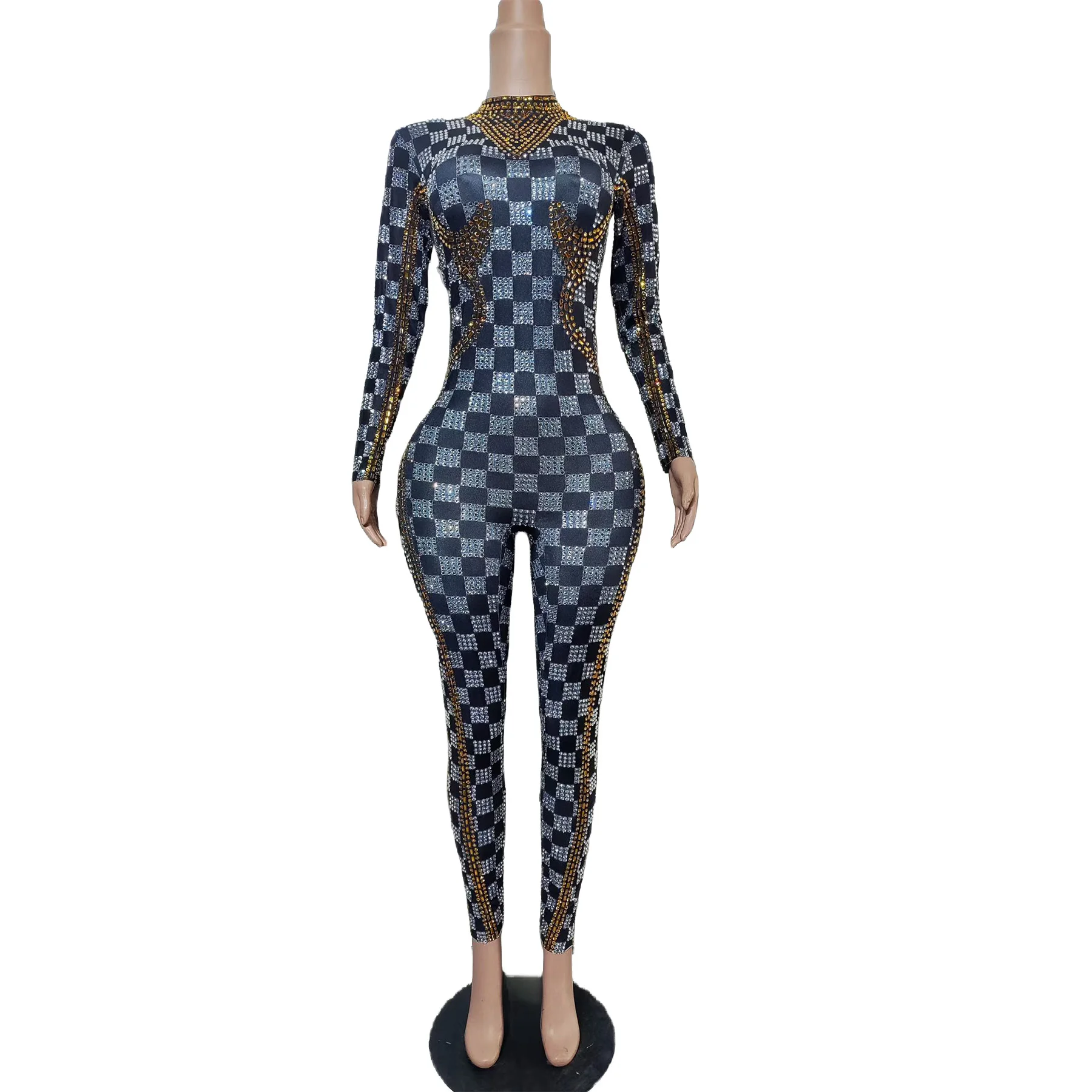 Qiju Sparkly Black and White Checkerboard Rhinestone Jumpsuit for Drag Queen Stage Performances and High Energy Nightclub Shows
Qiju Sparkly Black and White Checkerboard Rhinestone Jumpsuit for Drag Queen Stage Performances and High Energy Nightclub Shows