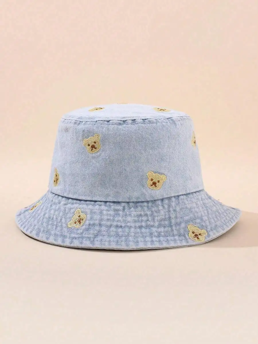 Embroidered Bear Pattern Denim Bucket Hat For Sun Protection Casual Outdoor Wear
Embroidered Bear Pattern Denim Bucket Hat For Sun Protection Casual Outdoor Wear