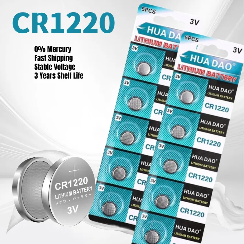 5/10pcs 3V CR1220 Button Coin Cell Battery for Watch Car Remote Key CR 1220 ECR1220 GPCR1220 5012LC 3V Lithium Batteies
5/10pcs 3V CR1220 Button Coin Cell Battery for Watch Car Remote Key CR 1220 ECR1220 GPCR1220 5012LC 3V Lithium Batteies