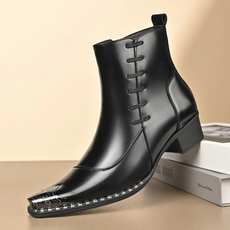 Men's Boots British Style Business Casual Dress Boots Side Zipper Men Ankle Boots Luxury Men Casual Leather Boot Large Size39-48
Men's Boots British Style Business Casual Dress Boots Side Zipper Men Ankle Boots Luxury Men Casual Leather Boot Large Size39-48