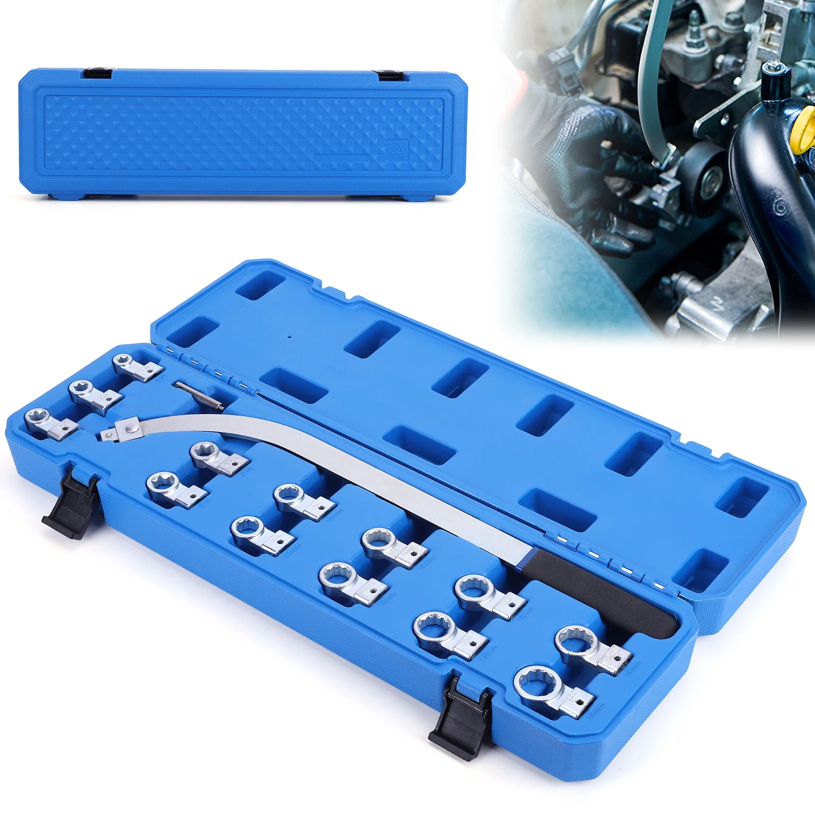 15PCS Serpentine Belt Tension Pulley Wrench Set Screw Removal Tool Idler Pulley Adjustment Wrench Fit for Most Vehicle Types
15PCS Serpentine Belt Tension Pulley Wrench Set Screw Removal Tool Idler Pulley Adjustment Wrench Fit for Most Vehicle Types