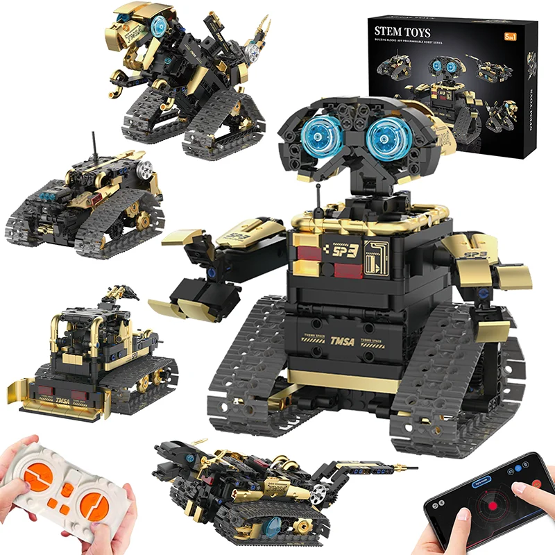 STEM 5-in-1 Robotics Building Blocks Kit App Programmable RC Motorized Dinosaur Model Bricks Set DIY Toy Kid Educational Science
STEM 5-in-1 Robotics Building Blocks Kit App Programmable RC Motorized Dinosaur Model Bricks Set DIY Toy Kid Educational Science
