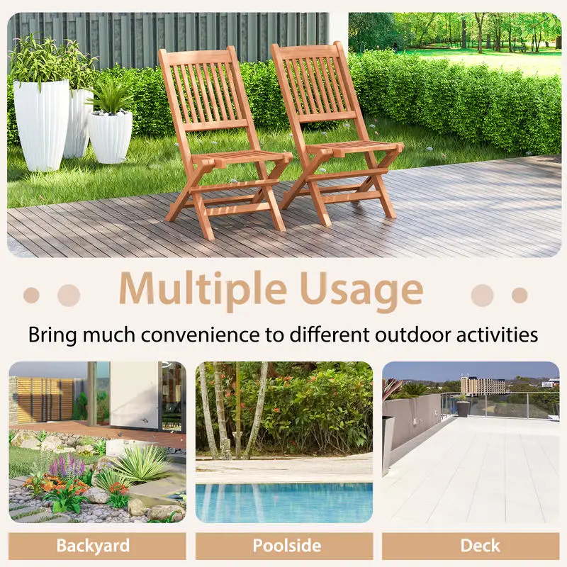 Indonesia Teak Wood Patio Folding Dining Chair with Slatted Seat
Indonesia Teak Wood Patio Folding Dining Chair with Slatted Seat