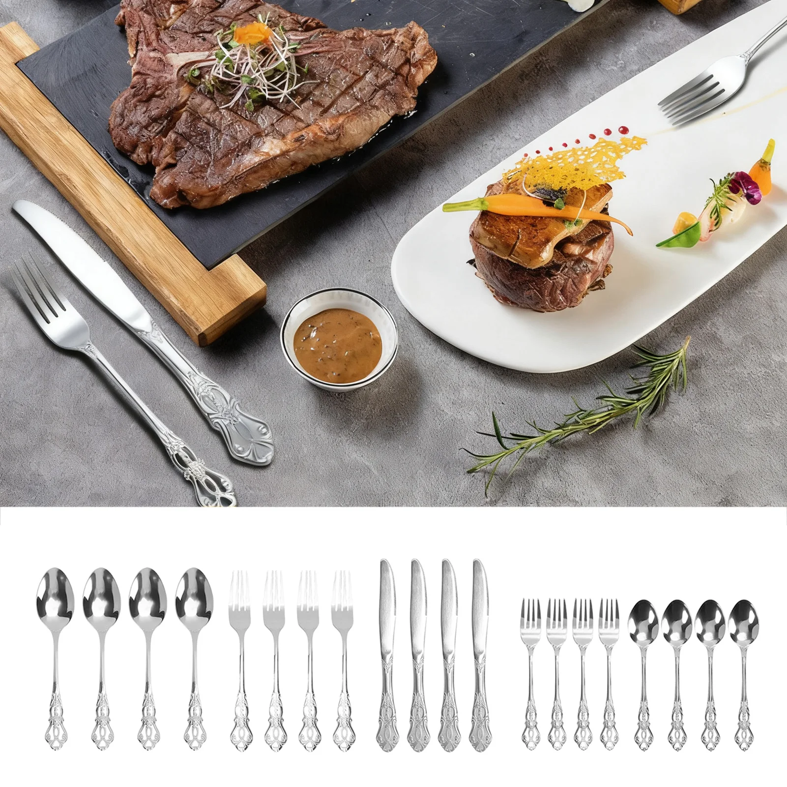 Cutlery Set Vintage Dishwasher Safe Stainless Steel 4 Dinner Forks 4 Dinner Spoons 4 Salad Forks 4 Tea Spoons 4 Dinner Cutters
Cutlery Set Vintage Dishwasher Safe Stainless Steel 4 Dinner Forks 4 Dinner Spoons 4 Salad Forks 4 Tea Spoons 4 Dinner Cutters