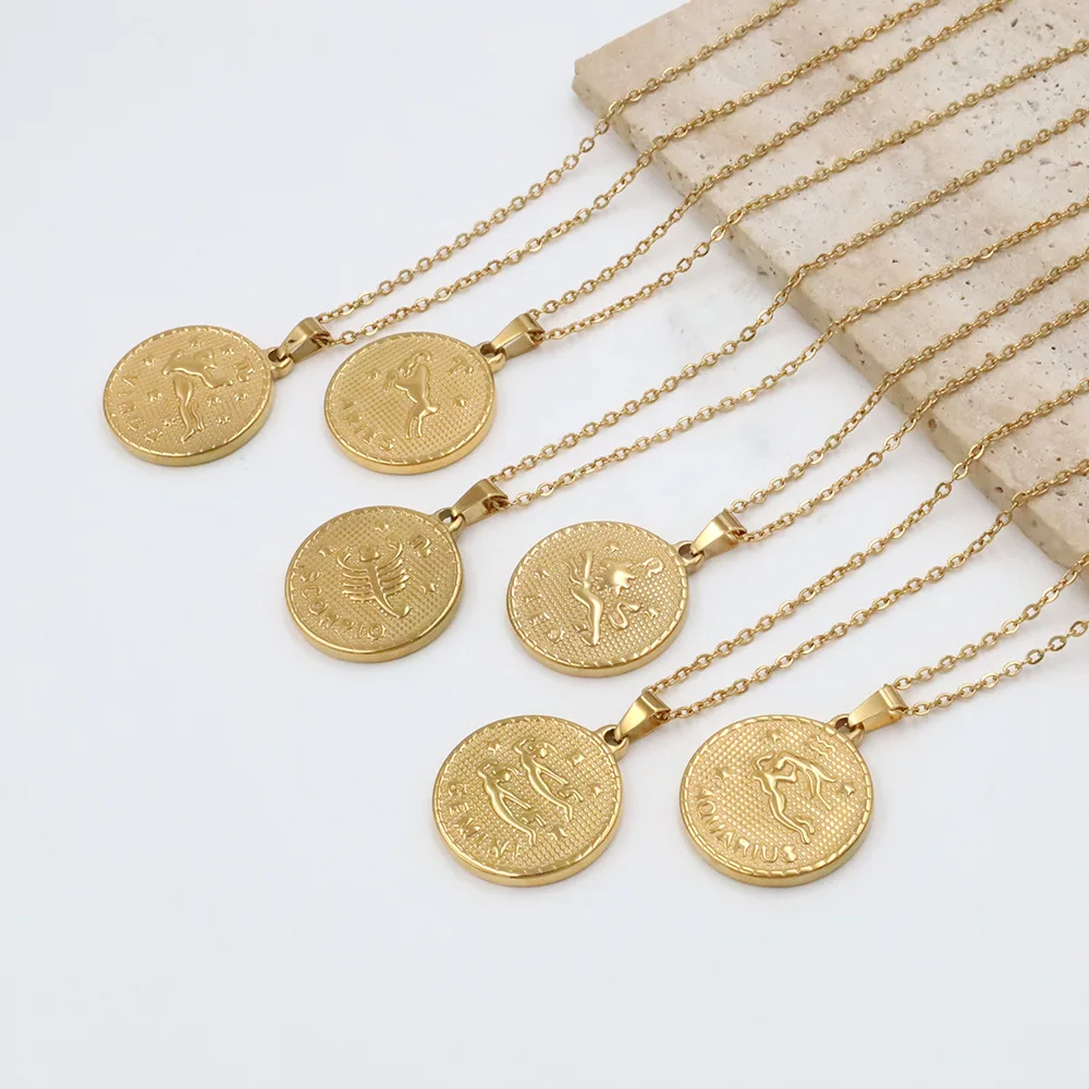 14K Gold Plated Stainless Steel Constellation Horoscope 12 Zodiac Sign Pendant Necklace Jewelry
14K Gold Plated Stainless Steel Constellation Horoscope 12 Zodiac Sign Pendant Necklace Jewelry