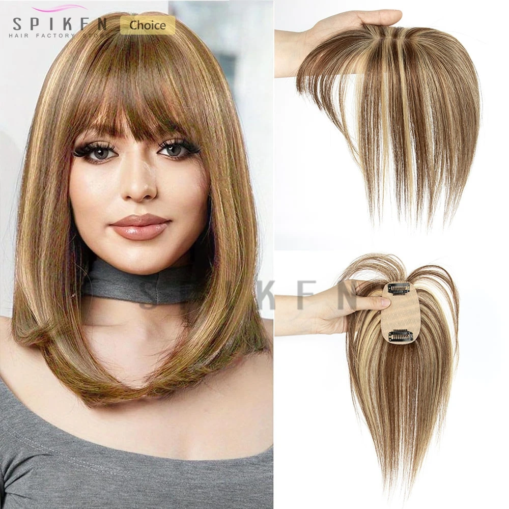 SPIKFN 5x9cm Human Hair Toppers With Bang Top Hairpieces Real Huamn Hair Topper Natural Straight with Bangs For Women
SPIKFN 5x9cm Human Hair Toppers With Bang Top Hairpieces Real Huamn Hair Topper Natural Straight with Bangs For Women