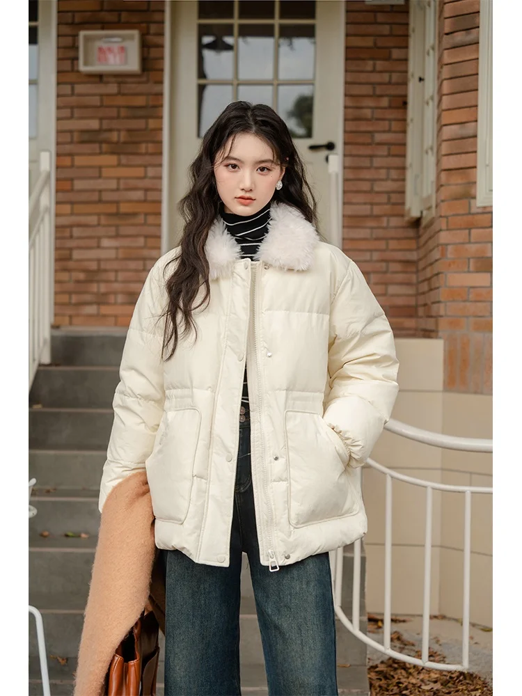 Thiened Padded Coat Women's Unique Apricot White Fur Collar Stand Collar Waist-Cinching down Jaet ort Size Small
Thiened Padded Coat Women's Unique Apricot White Fur Collar Stand Collar Waist-Cinching down Jaet ort Size Small