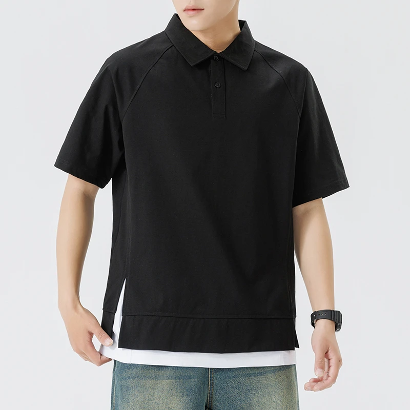 Splice Hem Polo Shirt Men Summer Streetwear Fashion Loose Casual Short Sleeve T-shirt Cityboy T Shirts
Splice Hem Polo Shirt Men Summer Streetwear Fashion Loose Casual Short Sleeve T-shirt Cityboy T Shirts