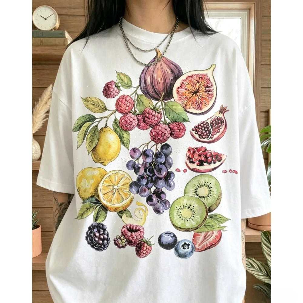 Fresh Fruits Botanical Watercolor Women Tshirt Berries Citrus Lemon Fig Kiwi Grapes Vintage Nature Organic Food Tees
Fresh Fruits Botanical Watercolor Women Tshirt Berries Citrus Lemon Fig Kiwi Grapes Vintage Nature Organic Food Tees