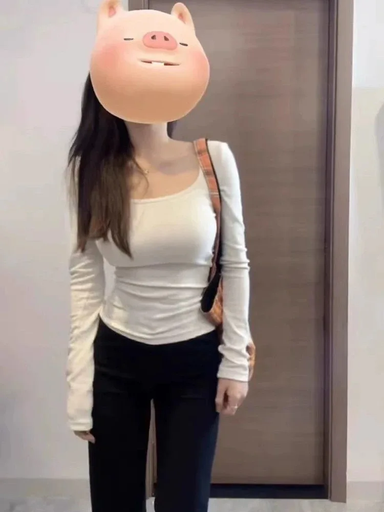 Women's Long Sleeve T-Shirt 95 Cotton Square Collar Base Shirt plus Size Slim Fit Shoulder Pure Color Top Autumn New Style
Women's Long Sleeve T-Shirt 95 Cotton Square Collar Base Shirt plus Size Slim Fit Shoulder Pure Color Top Autumn New Style
