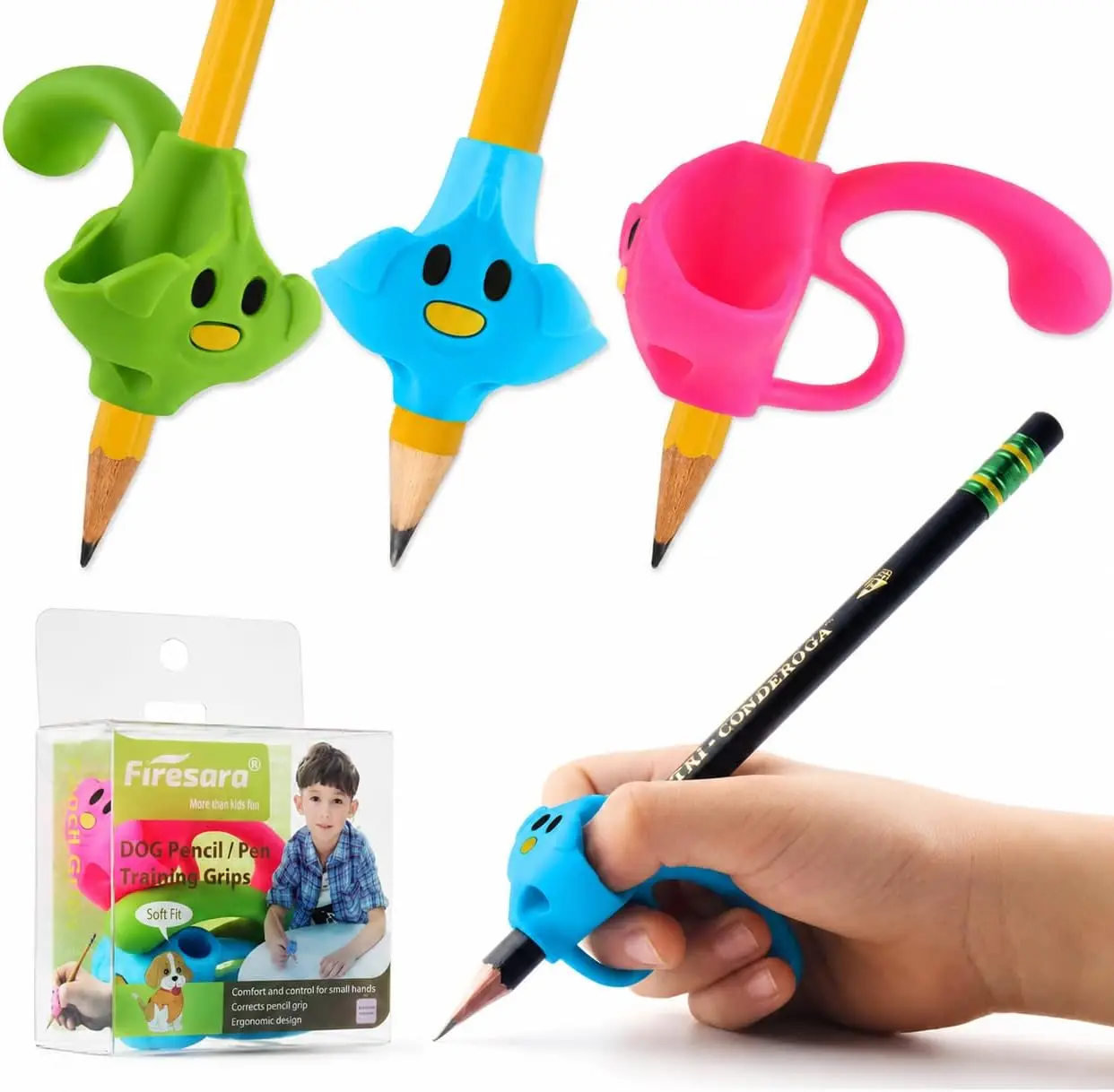 Pencil Grips for Kids Handwriting, Ergonomic 5-Finger Fix, Posture Correction, 3Pcs for Righties and Lefties
Pencil Grips for Kids Handwriting, Ergonomic 5-Finger Fix, Posture Correction, 3Pcs for Righties and Lefties