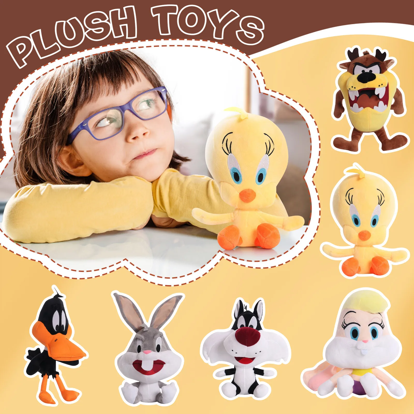 6 Set Cartoon Character Bugs Duffy Duck Tweety Cyclone Dog And Bunny Rabbit Plush Toy Figure Stuffed Doll Toys Children'S Gifts
6 Set Cartoon Character Bugs Duffy Duck Tweety Cyclone Dog And Bunny Rabbit Plush Toy Figure Stuffed Doll Toys Children'S Gifts