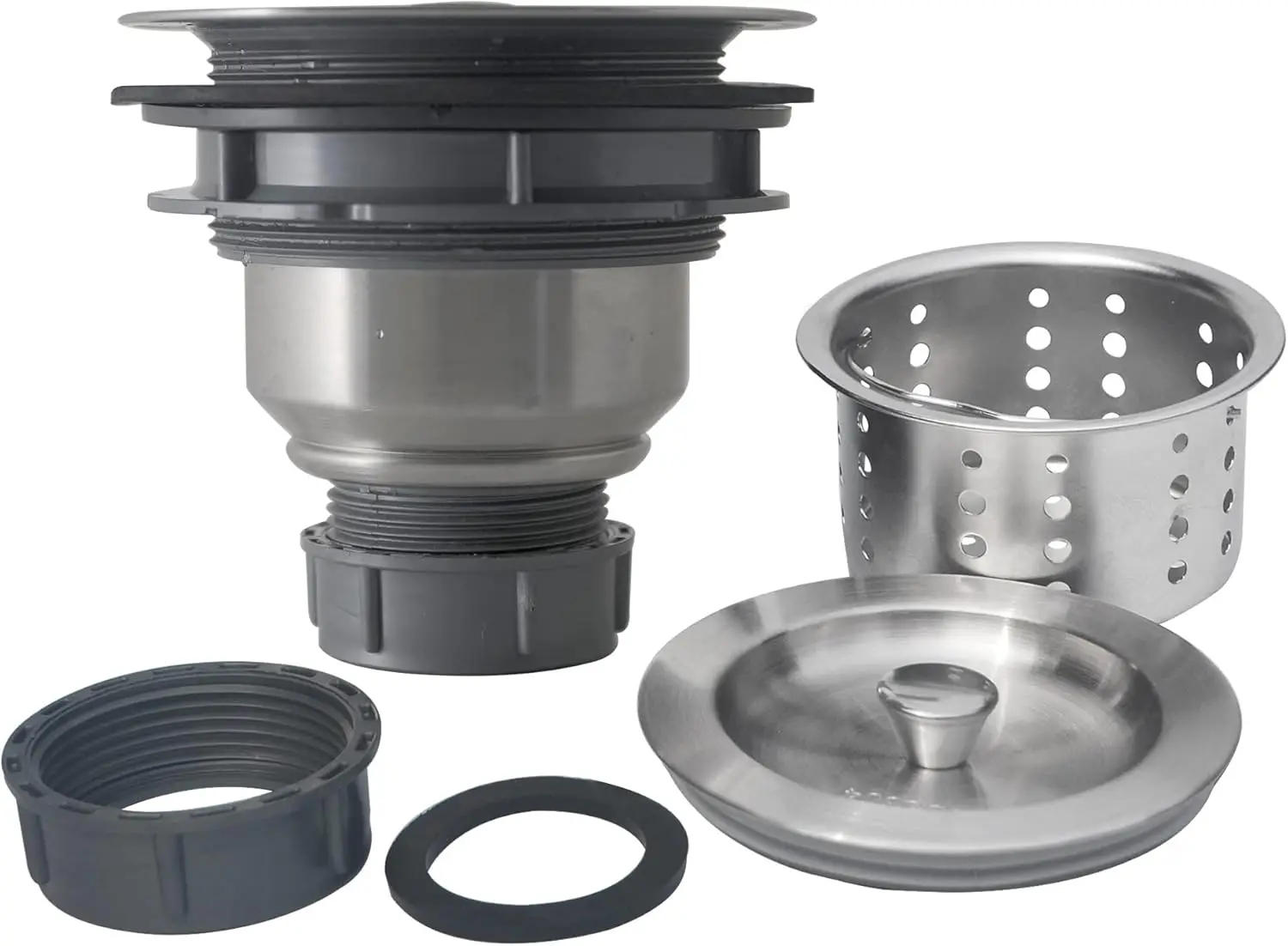 3-1/2 Inch Kitchen Sink Strainer with Drain Basket, 304 Stainless Steel Stopper and Cover Lid for Standard Sinks
3-1/2 Inch Kitchen Sink Strainer with Drain Basket, 304 Stainless Steel Stopper and Cover Lid for Standard Sinks
