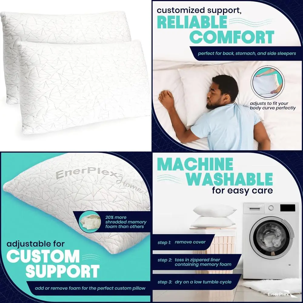 Подушки из пены с эффектом памяти King Size EnerPlex — набор пар — настраиваемый лофт с дополнительным наполнителем, сертифицированный из США, съемный
Подушки из пены с эффектом памяти King Size EnerPlex — набор пар — настраиваемый лофт с дополнительным наполнителем, сертифицированный из США, съемный