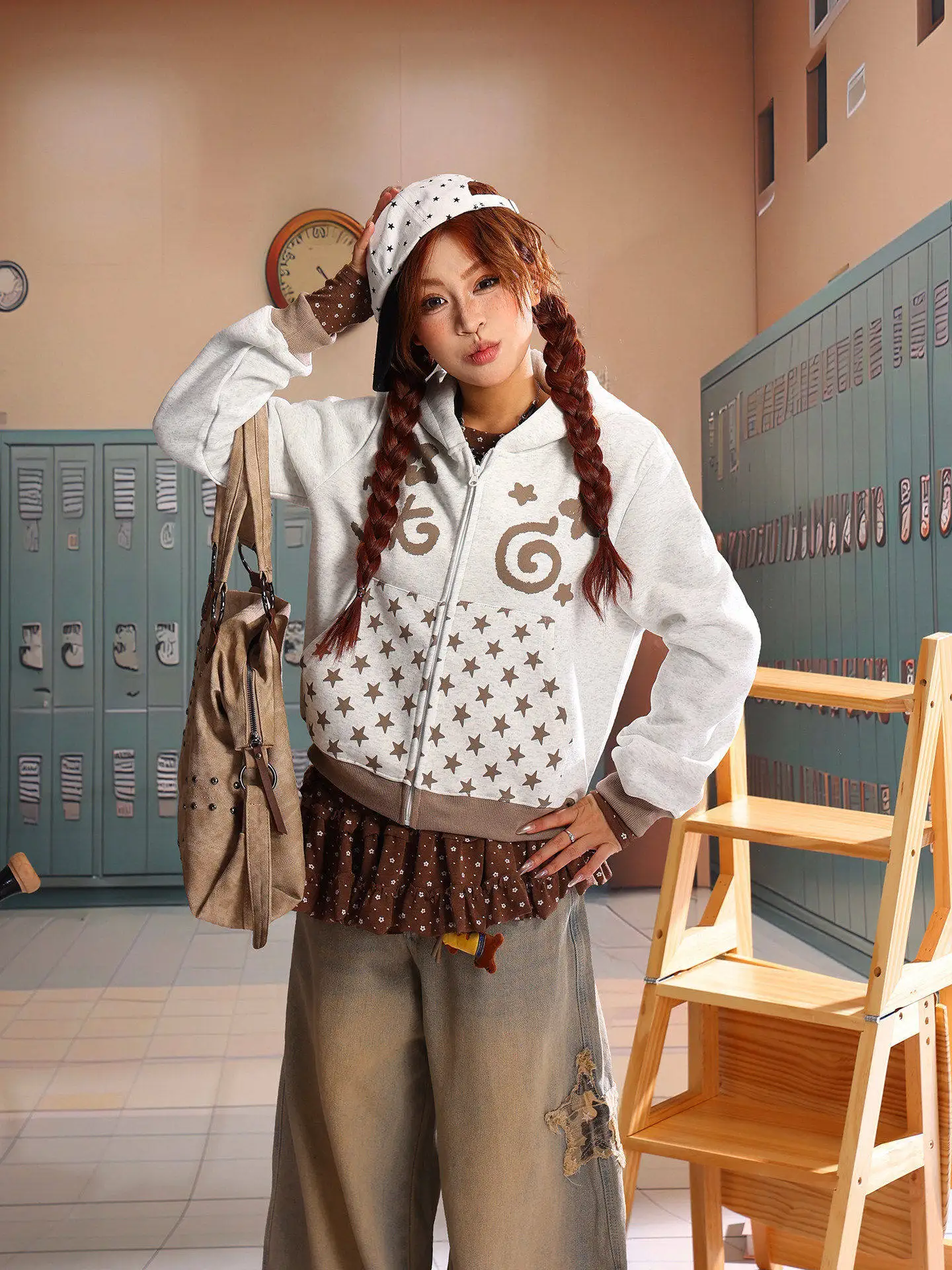 Light Blue American Sle Hoodie Women's Early Spring New Loose Slimming Versatile Outerwear Star Print Casual Long Sve
Light Blue American Sle Hoodie Women's Early Spring New Loose Slimming Versatile Outerwear Star Print Casual Long Sve